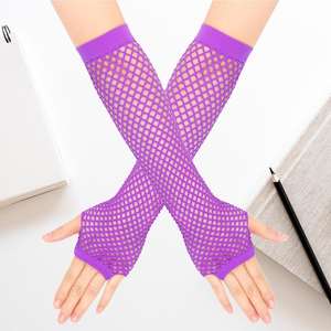 Unisex Custom Black Fishnet Long Gloves <b>Sexy</b> Fingerless Breathable Cotton Shirts & Tops for Stage or Cosplay - Product Image 3