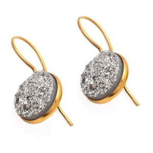 Boucles d'oreilles en argent naturel fait main avec pierres précieuses Druzy Boucles d'oreilles pendantes vintage élégantes Look sophistiqué audacieux Bijoux fins attrayants - Product Image 1