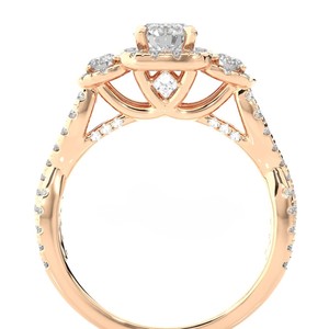 Anillo de Compromiso Vintage con Diamante Redondo Brillante de Laboratorio Chapado en Oro Solitario, Certificado IGI para Mujer - Product Image 3