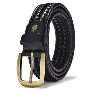 Luxury <b>Man</b> Knitted <b>Belts</b> Black <b>Brown</b> Steel Iron Buckle Casual Style Heavy Duty High Strength 3.5cm Width 110-130cm Length - Product Image 3