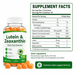 Gomitas de Luteína y Zeaxantina de Marca Privada OEM, 20 mg, Suplemento para el Cuidado de la Visión, Protección contra la Luz Azul, Salud Ocular, <span class=keywords><strong>Vitamina</strong></span> <span class=keywords><strong>C</strong></span>, Zinc, 60 Unidades - Product Image 5