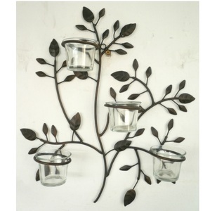 เชิงเทียนเหล็กติดผนังพร้อมเชิงเทียนสำหรับตกแต่งบ้านห้องนั่งเล่น - Product Image 2