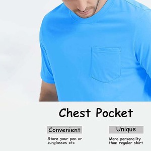 Couleur bleue léger coton Polyester vêtements pour hommes chemises grande taille High Street Style respirant col rond coupe ample t-shirt - Product Image 4