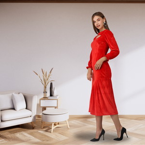 เดรสมิดิรัดรูปลำลองสไตล์ตะวันตกที่มีคุณภาพดีเยี่ยมดีไซน์ทันสมัยและดีไซน์คัตเอาท์เหมาะสำหรับผู้หญิงในฤดูใบไม้ผลิและฤดูร้อน - Product Image 2