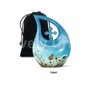 Urna Funeraria de Aluminio con Forma de Lágrima y Mariposa, para Cenizas de Adultos, Decorativa, con Bolsa de Terciopelo Gratis - Product Image 6