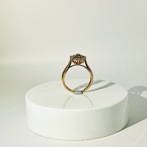 Anillo de Compromiso de Lujo para Mujer con 19 Diamantes Naturales, Oro Sólido de 9K, Corte Brillante Redondo - Product Image 1