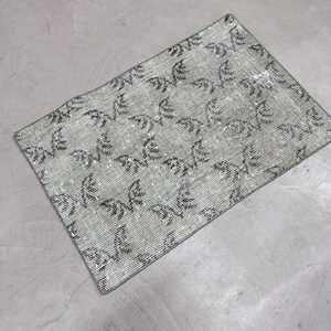 พรมตุรกีขนาด 1.8x2.7 ฟุต, พรมวินเทจ, พรมขนสัตว์สีเทาลายนามธรรม - Product Image 2