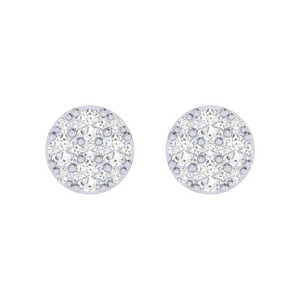 Pendientes de Botón Redondos de Oro Certificado con Diamantes Reales, 1.0ct de Peso Total, 18 Piedras, Pureza 14Kt/18Kt - Product Image 5