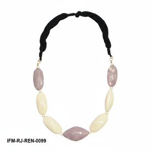 Handcrafted Monochrome Striped Resin Jewelry <b>Purple</b> Geometric Pendant Necklace and <b>Earring</b> Set For Woman - Product Image 5