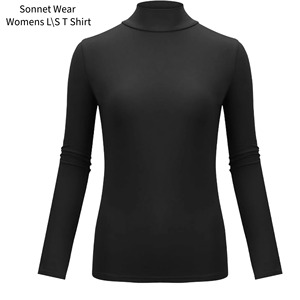 Women's Long Sleeve Butterfly Sleeve <b>Mock</b> <b>Neck</b> <b>Tops</b> Casual Soft Slim Fitted Lightweight Polyester/Cotton Garment Dyed - Product Image 3