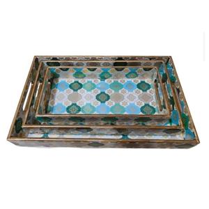 Nueva llegada caliente diseño de madera venta caliente con esmalte impreso servir vajilla boda decoración bandeja del fabricante de la India - Product Image 5