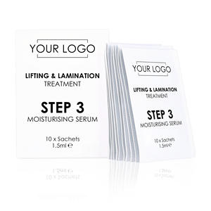Pasos del procedimiento: 3. Sérum hidratante - Sobres de 1.5ml - Caja de 10 - OEM - Marca privada - Logotipo personalizado - Keratina-Vegano - Laminación de cejas - Product Image 1