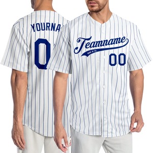 Ropa de equipo personalizada más vendida, camiseta de béisbol auténtica con rayas reales en blanco real y blanco - Product Image 1