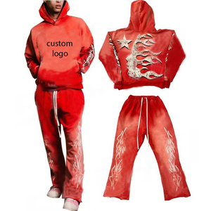 Survêtement délavé à l'acide pour homme, coupe ajustée, avec capuche et pantalon de survêtement, respirant, coupe-vent, survêtement pour homme, service OEM - Product Image 2