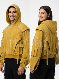 Sweat à capuche décontracté lourd à fermeture éclair, veste oversize streetwear, coupe ample tendance, vêtements de sport personnalisés lavés, vente en gros de sweats à capuche - Product Image 5
