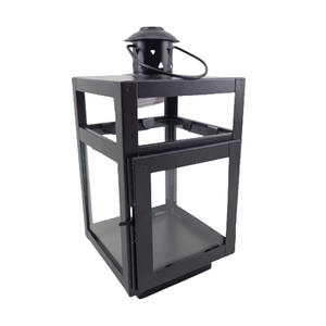 Lanterne enduite de poudre noire décoration de concepteur de fer et de verre en métal lanternes de conception de décoration moderne design d'intérieur à la maison - Product Image 2