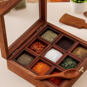 Handmade Wooden <b>Spice</b> Box Wooden Kitchen Furniture Decorative Wooden Kitchen Tools & Organizer Kitchen Decor 6 Box Tiny <b>Storage</b> - Product Image 4
