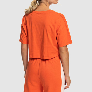 เสื้อยืดเอวลอยสำหรับผู้หญิงเสื้อครอปผ้าฝ้ายระบายอากาศออกแบบใหม่ - Product Image 2