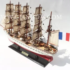 Gia Nhien Manufacturer Approve Custom Design Low MOQ FRANCE II WOODEN MODEL TALL SHIP