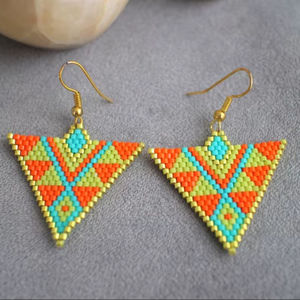 Boho ต่างหูลูกปัดด้วยการออกแบบสีฟ้าครามแอนดี้ cascading Fringe, เครื่องประดับของขวัญที่ไม่ซ้ำกัน - Product Image 1