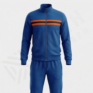 Survêtement pour homme en polyester doux avec fermeture éclair élégante, poignets côtelés, adapté à un usage quotidien, séances de sport décontractées, tenue de sport - Product Image 1