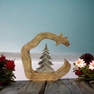 Decorative <b>Wooden</b> <b>Star</b> Ornament with Gold Finish Ideal for Christmas Home Decor Tabletop Accent and Festive Display - Product Image 6