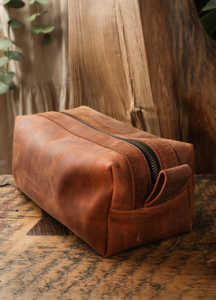 Genuine Leather Toiletry Bag <b>Mens</b> Dopp Kit Vintage Shaving Wash Bag Travel Cosmetic <b>Pouch</b> Custom Private Label TYG-0256 - Product Image 6
