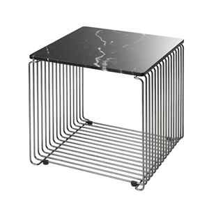 Tables gigognes rondes modernes avec dessus en marbre Table d'appoint en métal noir pour le salon - Product Image 2