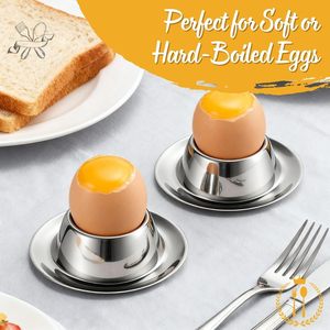 Huevera de acero inoxidable de primera calidad, soporte para huevos duros apilable con Base para servir el desayuno, brunch, boda, hogar - Product Image 4