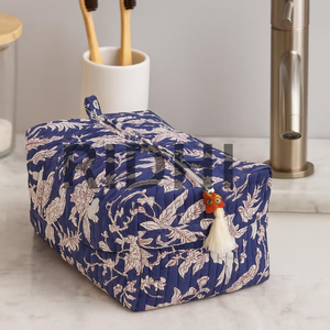 Bolsa de Mano Acolchada de Algodón Azul Ruso, Hecha a Mano, Ecológica, con Cierre, Reutilizable, Personalizada, para Viaje, Grande - Product Image 4