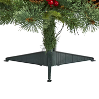 3 pieds. Arbre de Noël artificiel pré-éclairé en PE de Norvège mixte décoratif naturel et baies avec lumières LED pour fournitures de fête à la maison