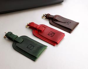 Top Quality Personalized Leather Luggage <b>Tags</b> with Privacy Flap for Travel LLT-0082 - Product Image 1