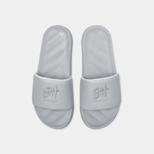 Trendy Gray SH Slides Lightweight 2-Strap <b>Slippers</b> with Embroidered Logo, Unisex <b>Summer</b> & Beach Footwear - Product Image 2