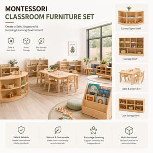 Set Tavolo e Sedie in Legno Montessori per Bambini con Organizer per Asili Nido, Scuole Materne e Aule Scolastiche - Product Image 2