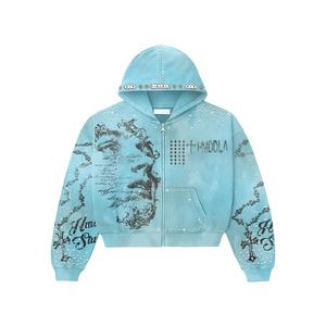 Sweat-shirt court à capuche pour femme, en tricot, avec fermeture éclair, confortable, respirant, en polaire, pour l'hiver, de haute qualité - Product Image 3