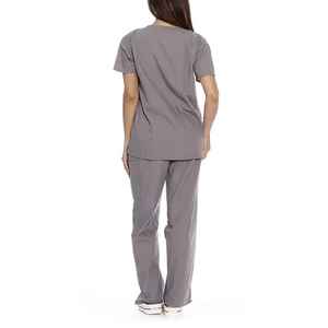 Uniforme d'infirmière unisexe en toile tricotée respirante de haute qualité personnalisable Ensemble de blouses V-cou avec poche Pantalons à manches courtes - Product Image 2