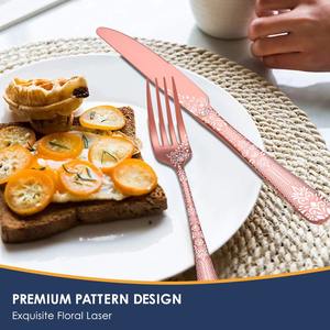 Elegante Juego de Cubiertos con Diseño Floral en Oro Rosa para Cenas con Estilo, Cocina, Bodas y Ocasiones Especiales, de la India - Product Image 6