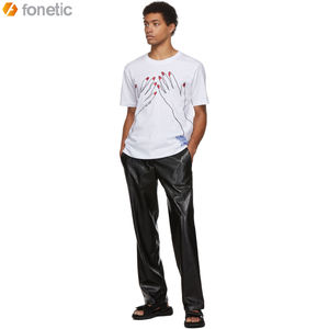 High-Quty Men's Micro-Flare <b>Cargo</b> <b>Pants</b> with <b>Leather</b> Zipper Cotton Straight PU <b>Leather</b> High Street Trend - Product Image 4