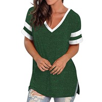 Nouveau T-shirt décontracté pour femme, collection Printemps-Été, col en V, couleur unie, respirant, manches courtes, 100% coton, pour adultes européens, ODM