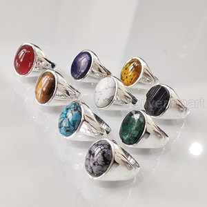 Bague pour homme en gros, améthyste naturelle, pierre de lune, labradorite, turquoise, pierre précieuse, bijoux arabes, bague en argent sterling 925 - Product Image 5