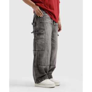 Pantalones Cargo de Mezclilla Relajados con Efecto Desgastado, de Cintura Media, Estilo Y2K Vintage, Pierna Ancha, Hip Hop, con Remaches y Tejido de Punto para Invierno - Product Image 2