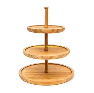 Decorative 2 Tier Wooden Cupcake <b>Stand</b> With Silver Metal Base And Pillar Elegant Display Tray For <b>Cakes</b> Pastries Appetizers - Product Image 4