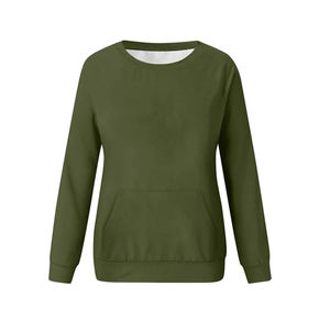 Sudadera con capucha de algodón de doble cara ecológica para mujer, jersey con cuello y hombros caídos, logotipo impreso frontal transpirable para invierno - Product Image 2