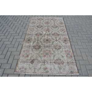 พรมตุรกีวินเทจคลาสสิกสีเบจ3.7 x 6.5ft ขนแกะเย็บปะติดปะต่อออกแบบยางรองหลังสำหรับโถงข้างเตียงทรงสี่เหลี่ยมผืนผ้า - Product Image 1