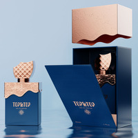 Flacons de parfum vaporisateur de luxe 100 ml en verre vide, style arabe, bleu et or, avec conception de logo personnalisé
