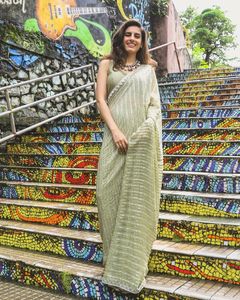 Heavy georgette-saree con Secuencia e hilo para mujer, ropa de fiesta y festival, saree, bajo precio - Product Image 2