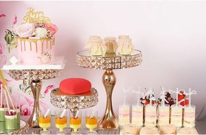 Luxury Metal Gold Crystal Mirrored Handmade Display Stand Set 1 Piece <b>Dessert</b> Table Riser Wedding Cake Perfume Jewelry - Product Image 2