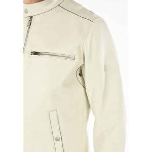 Custom Logo <b>Winter</b> <b>Leather</b> <b>Jacket</b> for Men Long Sleeve Stand Collar Breathable Pocket Casual Zipper Closure <b>Leather</b> <b>Jackets</b> - Product Image 2