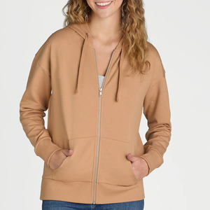 Sudadera con capucha y cremallera para mujer, personalizada, lisa, con forro polar, 1/4 de cremallera, antiarrugas, transpirable, 100% algodón, con hombros caídos y cuello alto - Product Image 1