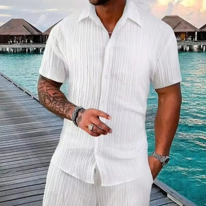 Oversized <b>Men's</b> Fashion <b>Summer</b> V neck <b>Men's</b> <b>Summer</b> Clothing Casual Sets Outfits Solid Hawaiian Short Sleeve T <b>Shirt</b> and Shorts - Product Image 3